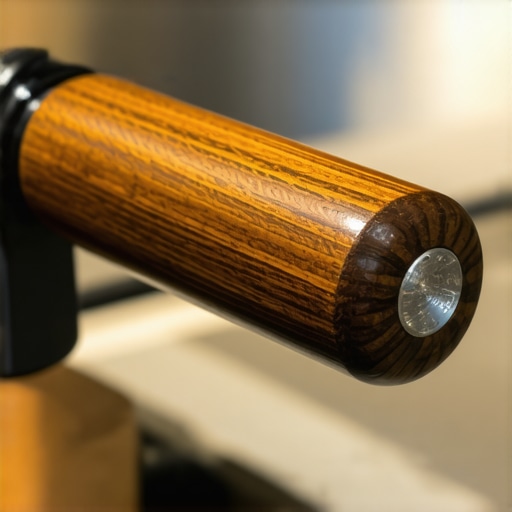 A barista applying food-safe oil to a walnut espresso handle to prevent cracking and heat damage.