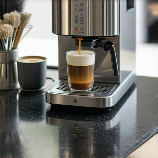 High-end espresso machine and barista tools on a clean counter
