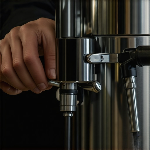 Close up of steam wand purging on a high-end espresso machine