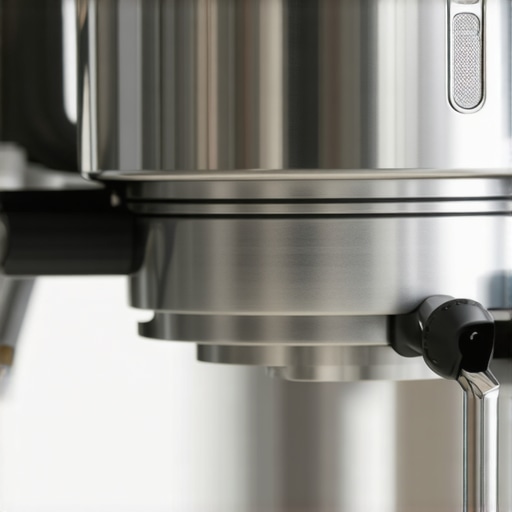 Close up of espresso machine group head and maintenance tools