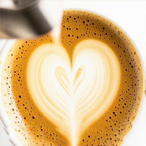 Proximity for Better Latte Art Close-up of a barista pouring milk close to the crema to center latte art