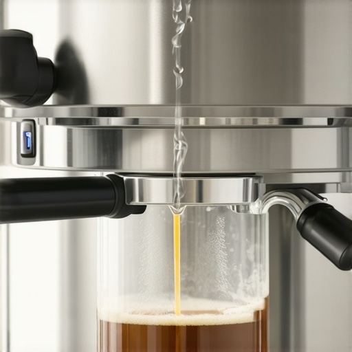 Purging an espresso machine after descaling Espresso machine being flushed with water to remove cleaning chemicals
