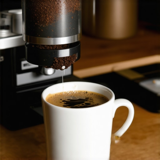 Purging stale coffee grounds from an espresso grinder A barista purging coffee grounds into a small metal cup to ensure freshness.