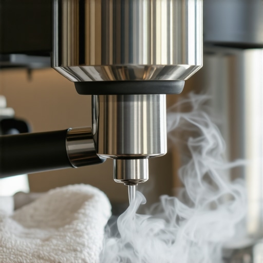 Purging the steam wand Professional barista cleaning an espresso machine steam wand