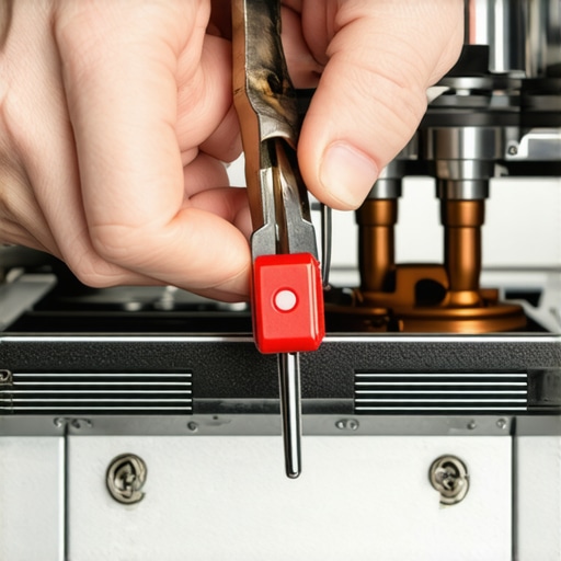 A technician connects wires to a new rocker switch inside an espresso machine