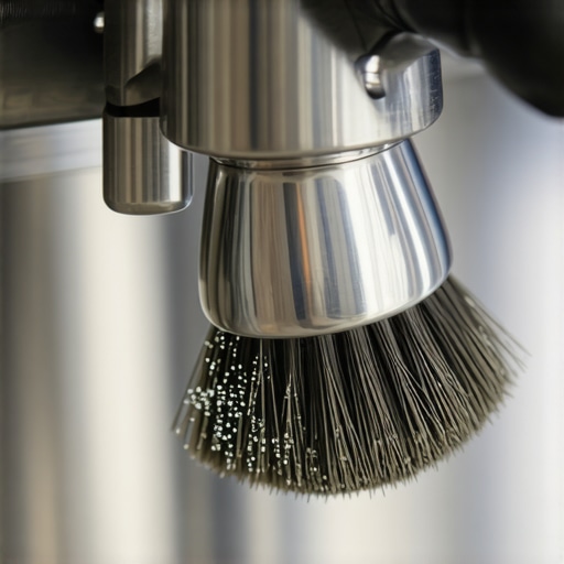 Routine Espresso Machine Maintenance Barista cleaning the group head of a high-end espresso machine with a specialized brush.