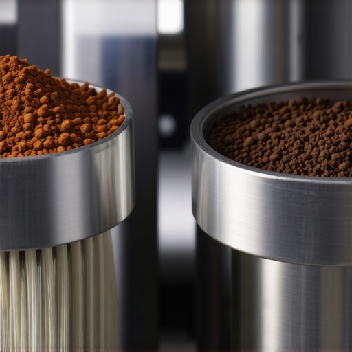 Close-up of coffee grinder burrs and cleaning tools to maintain consistency.
