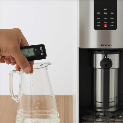 Testing Water TDS for Espresso Digital TDS meter testing water purity for home espresso machine reservoir