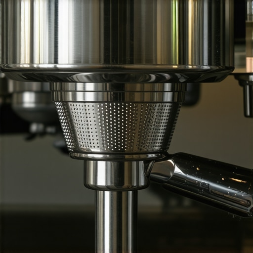 A close up of a blind basket used for testing espresso machine pump pressure.