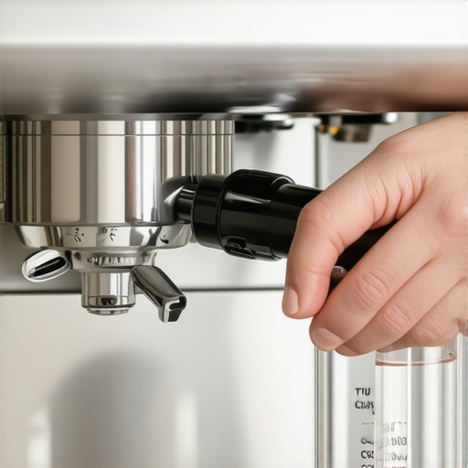 Testing water hardness for espresso machine maintenance Barista testing water quality for a home espresso machine setup