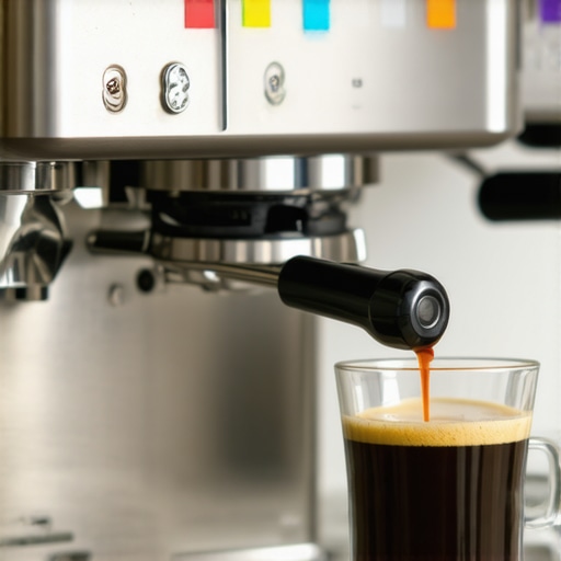 A person testing the mineral content of water for an espresso machine using a test strip.