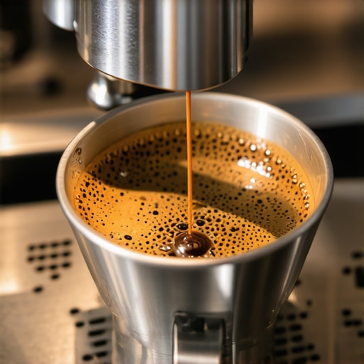 A close-up shot of a WDT tool breaking up clumps in an espresso portafilter basket.