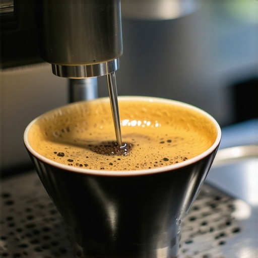 Barista stirring coffee grounds in a portafilter with a needle tool to prevent channeling