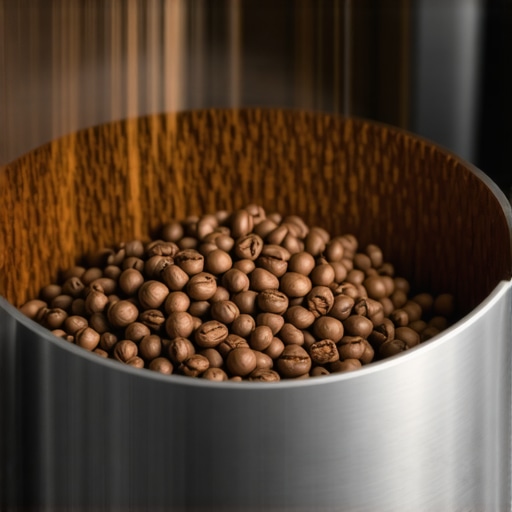 Coffee grinder cleaning pellets being poured into the hopper of a burr grinder