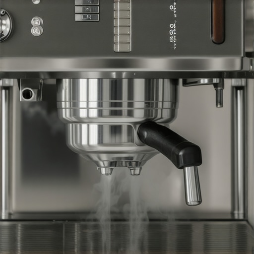 A barista performing a backflush on a home espresso machine to clean the group head.