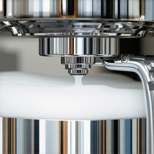 Barista cleaning an espresso machine group head with detergent foam