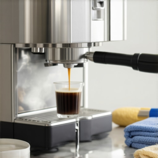 Person backflushing an espresso machine with cleaning powder